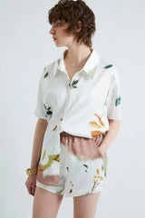 Leaf Satin Short Pants
