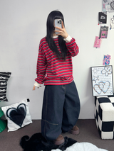 ステッチバルーンデニムパンツ 💙S-XL🖤