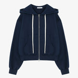 Short Hooded Zip Up Navy