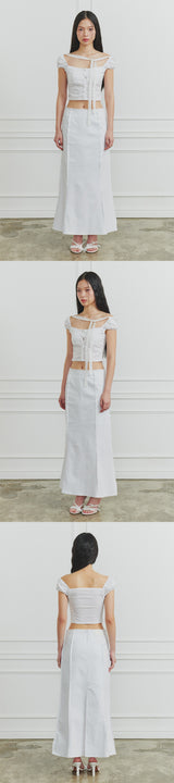 CINDY LONG SKIRT white