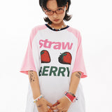 ストロベリーオーバーフィットラグランTシャツ