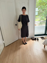 waist tie midi dress