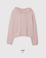 #Wish Eyelet Hood Wave Knit Cardigan (3color)