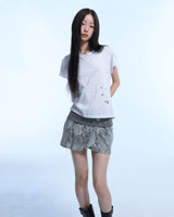 グランジクローレオパードアイレットTシャツ - ホワイト