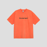 ウォッシュ加工サークルロゴTシャツ - ORANGE