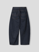 Non-faded curved raw denim pants