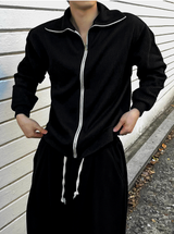 high-neck ribbed zip-up