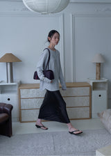 Satin Long Skirt (Black)