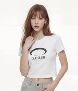 G.E CLUB クロップドTシャツ [ホワイト / ブラック]