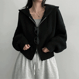 [Planning!] Russ Balloon Cropped Knitwear Hooded Zip-Up (8 colors)