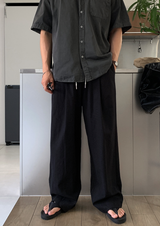 Cool Pin Tuck Linen Wide Pants