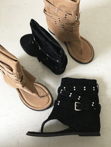 Stud folding flip-flop boots