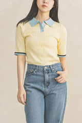 [MADE] Lemon and Blue Collar Short Sleeve Knit FREE