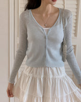 #Viscose Rib Crop V-neck Cardigan (6color)
