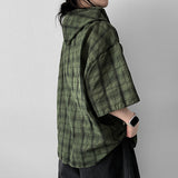 TWICE boxy fit hoodie checkered shirt