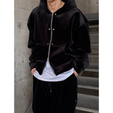 [SET UP가능] Velvet mink crop hood zip up