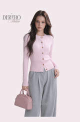 Baby Pink Cable Knit Cardigan