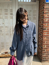 [unisex] Tail Overfit Pocket Check Shirt
