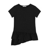 フリルレイヤードドットTシャツ (Black) F25QB128