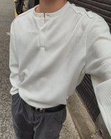 Rico Ribbed Cut-out Henley Neck Knit