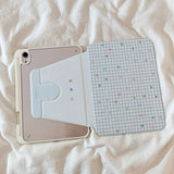 パステル スター ギンガム 回転式 iPad ケース ペンシルホルダー