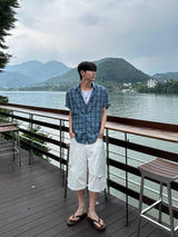 Linen check half shirts