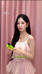 [BABY MONSTER Ahyeon, Luka Necklace] Princess Bow and Moon Layered Necklace - Silver Color