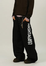 JB Bold Lettering Wide Denim Pants