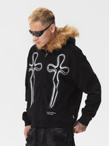 RTVG(RETROVEGAS) Holy sword plus velvet fur collar zipper hoodie