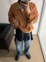 ASCLO エルボーパッチボーダーカラースウェットシャツ (4color)