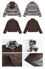 Snow reversible muffler fleece zip-up