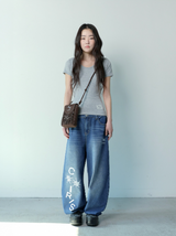 デーモンサイドダーティーロゴデニムバンディングパンツ UNISEX