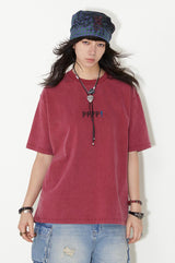 Water-washed vintage loose short-sleeved T-shirt with dropped shoulders