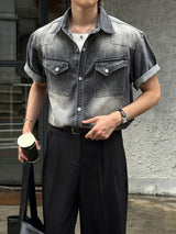 LMN Labo Slab Western Short-Sleeve Denim Shirt (5 colors)