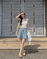 Ossie pintuck denim short pants