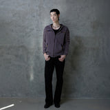 SLASHED CHECK HOODIE: PURPLE