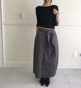 Toven Belted Balloon Long Skirt 