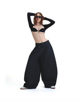 PUSH PUSH PP STRIPES PANTS ストライプワイドパンツ（ブラック）