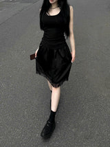 Satin Archive Lace Midi Skirt