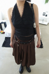 スタッズ プリーツ ミディ スカート (BROWN, BLACK 2COLORS!)