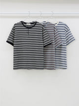 Ganos stripe henley neck short sleeve t-shirt