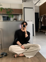 エイドデイリーリネンオーバーフィットロングスリーブTシャツ