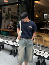 Fairy half cargo denim pants