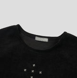 クロススタッズ リブ 半袖Tシャツ