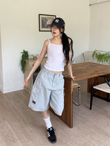 SIDE SHIRRING BUTTON SLEEVELESS (3C)