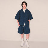 flower robe cardigan_blue