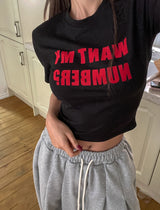 ナンバーレタリングクロップTシャツ