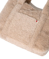 Clover Heart Fluffy Medium Tote Bag Beige