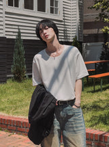 フィリップUネックニットショートスリーブTシャツ