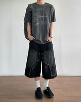 Rough Double Knee Half Denim Pants